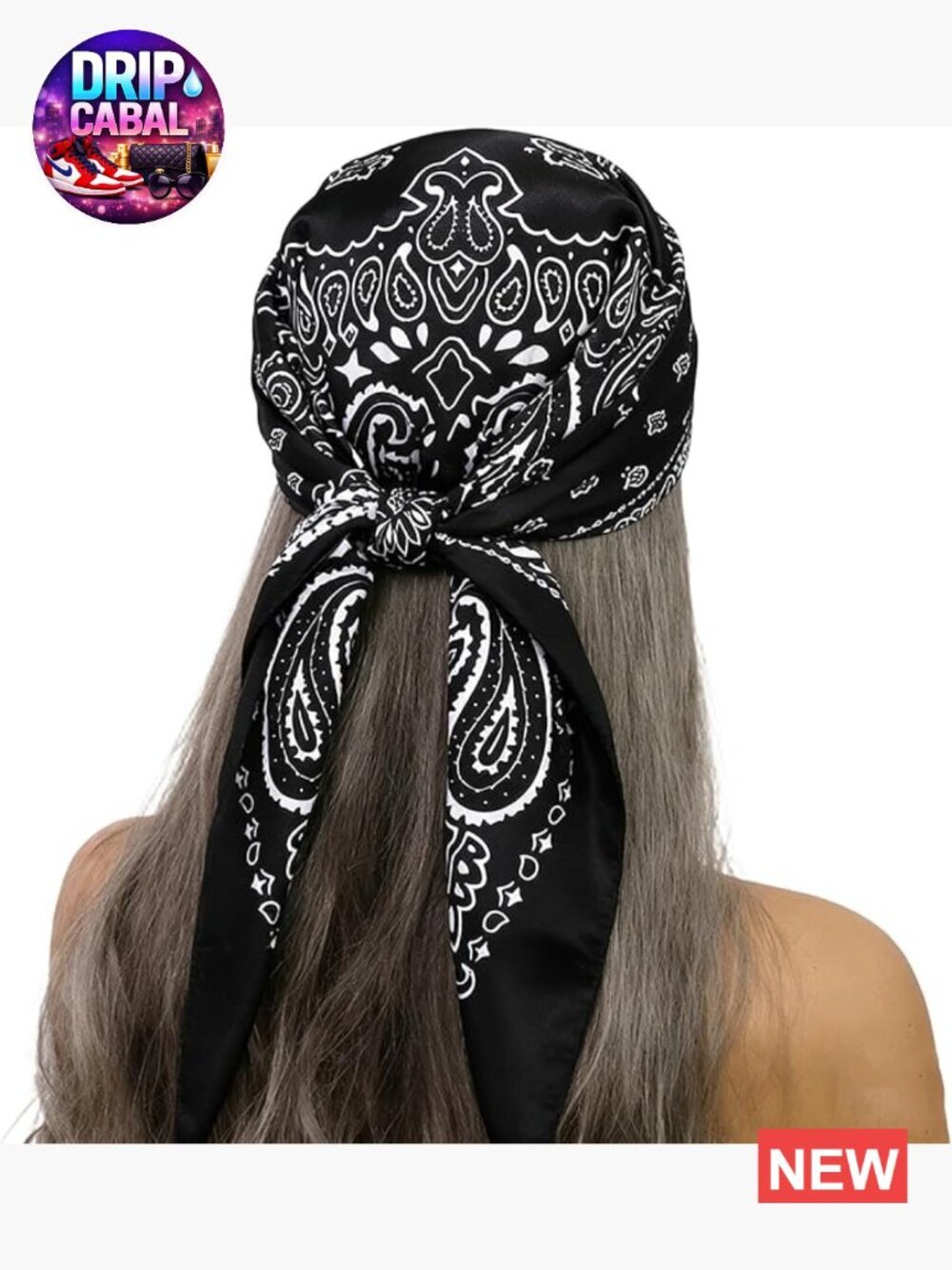 35.5" Paisley Print Satin Sleeping Bonnet Wrap Nightcap Square Scarf Headwear